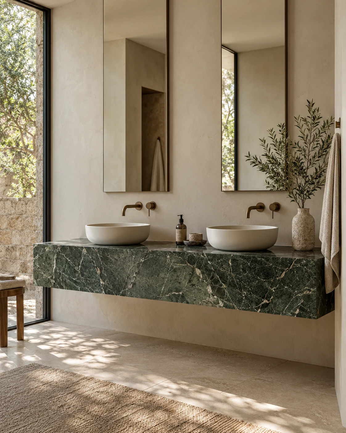 Encimera de baño con lavabo integrado (ambiente conceptual)